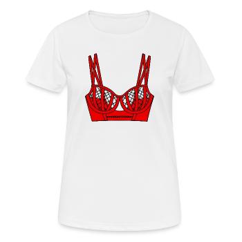 Logo de lingerie rouge soutien-gorge - T-shirt respirant Femme - blanc - Devant - AI Model Female 172 dark (172cm)