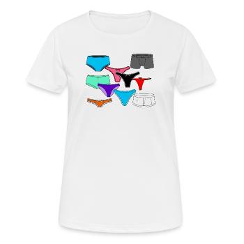Logo de lingerie avec slips et caleçons - T-shirt respirant Femme - blanc - Devant - AI Model Female 172 dark (172cm)