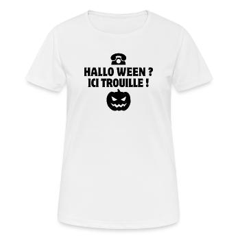 citrouille, halloween, phrase drôle - T-shirt respirant Femme - blanc - Devant - AI Model Female 172 dark (172cm)