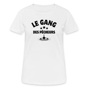 pêche, pêcheur, canne à pêche - T-shirt respirant Femme - blanc - Devant - AI Model Female 172 dark (172cm)