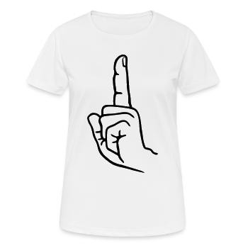 Hand gesture finger raising - Women's Breathable T-Shirt - white - Front - AI Model Female 172 dark (172cm)