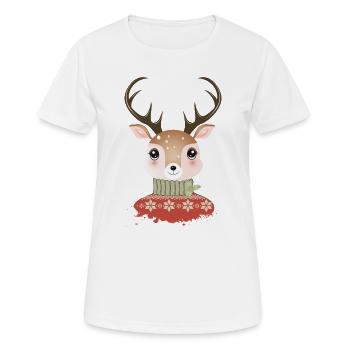 niedlicher schicker Hirsch mit Weihnachtspullover - Frauen T-Shirt atmungsaktiv - Weiß - Vorne - AI Model Female 172 dark (172cm)