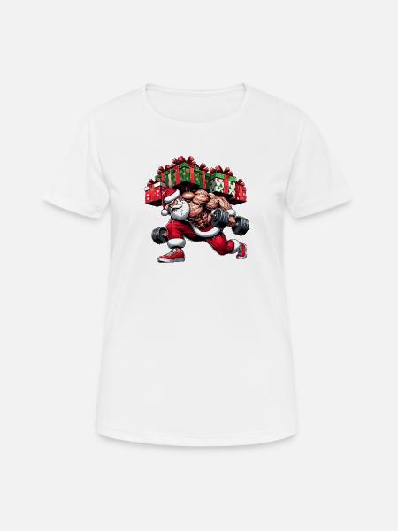 Santa Fitness - Muskuläre Entbindung - Frauen T-Shirt atmungsaktiv - Weiß