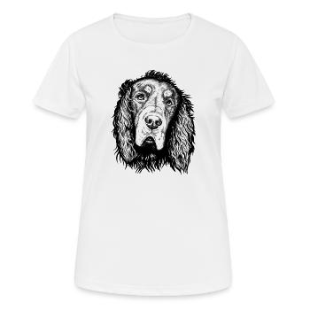 Gordon Setter Portrait Blue sw - Frauen T-Shirt atmungsaktiv - Weiß - Vorne - AI Model Female 172 dark (172cm)