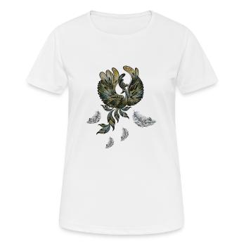 Elegant peacock in green colors. - Women's Breathable T-Shirt - white - Front - AI Model Female 172 dark (172cm)