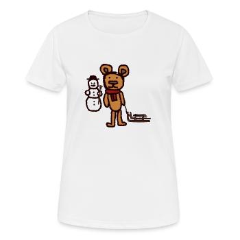 Ours en peluche vacances d’hiver traîneau de neige bonhomme de neige - T-shirt respirant Femme - blanc - Devant - AI Model Female 172 dark (172cm)