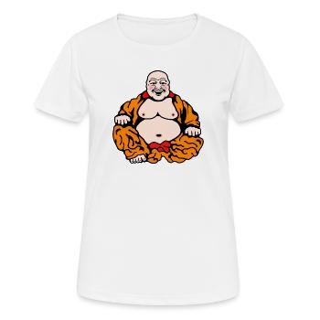 Humorvoller Buddha - Frauen T-Shirt atmungsaktiv - Weiß - Vorne - AI Model Female 172 dark (172cm)