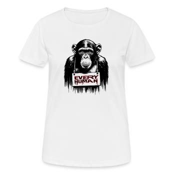 Tous les singes humains | Sauver les animaux - T-shirt respirant Femme - blanc - Devant - AI Model Female 172 dark (172cm)