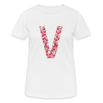 Buchstabe V - Kiss Hemd - Frauen T-Shirt atmungsaktiv - Weiß - Vorne - AI Model Female 172 dark (172cm)