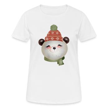 Ours panda mignon avec chapeau pompon en hiver - T-shirt respirant Femme - blanc - Devant - AI Model Female 172 dark (172cm)