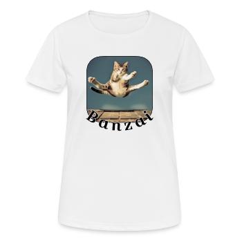 Sprungkatze über Tastatur - Frauen T-Shirt atmungsaktiv - Weiß - Vorne - AI Model Female 172 dark (172cm)