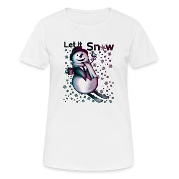 Let it Snow – Fröhlicher Schneemann - Frauen T-Shirt atmungsaktiv - Weiß - Vorne - AI Model Female 172 dark (172cm)