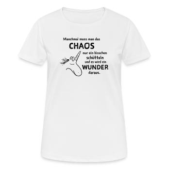 lustiger Spruch witzige Sprüche Chaos schütteln  - Frauen T-Shirt atmungsaktiv - Weiß - Vorne - AI Model Female 172 dark (172cm)