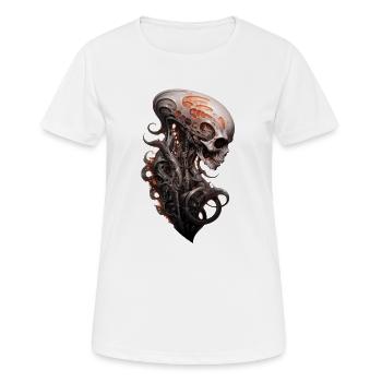 Alien Schädel Wirbelsäule Dark Fantasy Shirt - Frauen T-Shirt atmungsaktiv - Weiß - Vorne - AI Model Female 172 dark (172cm)