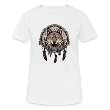 Attrape-rêves avec loup - T-shirt respirant Femme - blanc - Devant - AI Model Female 172 dark (172cm)