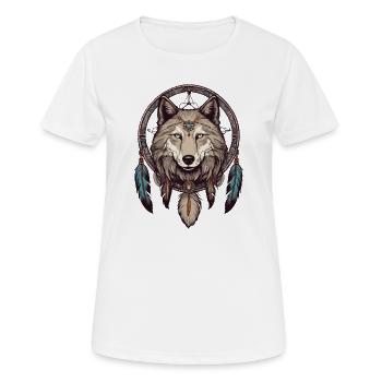 Attrape-rêves avec loup - T-shirt respirant Femme - blanc - Devant - AI Model Female 172 dark (172cm)