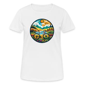 Illustration d’aventure en vélo de gravier - T-shirt respirant Femme - blanc - Devant - AI Model Female 172 dark (172cm)