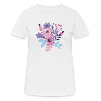 Pastellfarbene Blumenexplosion - Frauen T-Shirt atmungsaktiv - Weiß - Vorne - AI Model Female 172 dark (172cm)