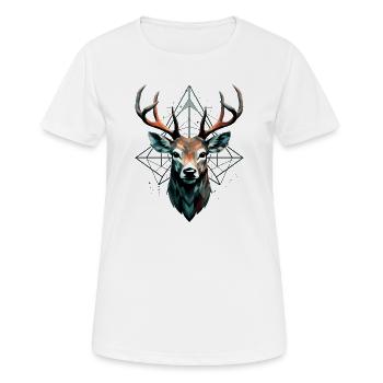 Cerf géométrique avec des motifs géométriques - T-shirt respirant Femme - blanc - Devant - AI Model Female 172 dark (172cm)