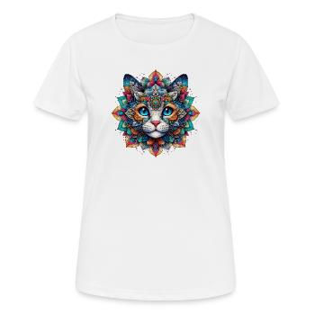 Cat decorated with Mandalas - Women's Breathable T-Shirt - white - Front - AI Model Female 172 dark (172cm)