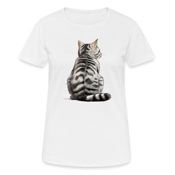 Amerikanische Kurzhaarkatze - Frauen T-Shirt atmungsaktiv - Weiß - Vorne - AI Model Female 172 dark (172cm)