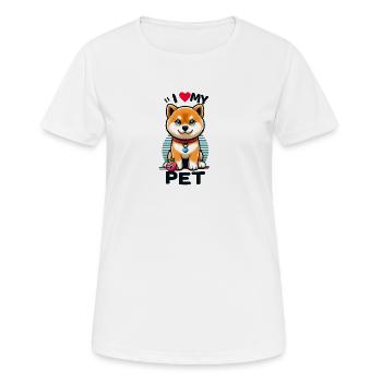 J’aime mon animal de compagnie - T-shirt respirant Femme - blanc - Devant - AI Model Female 172 dark (172cm)