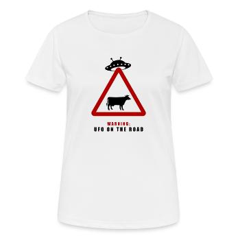 Avertissement! OVNI sur la route ! - T-shirt respirant Femme - blanc - Devant - AI Model Female 172 dark (172cm)