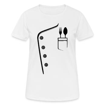 Carrière : Chef, Profession : Bourreau de travail, Superviseur - T-shirt respirant Femme - blanc - Devant - AI Model Female 172 dark (172cm)