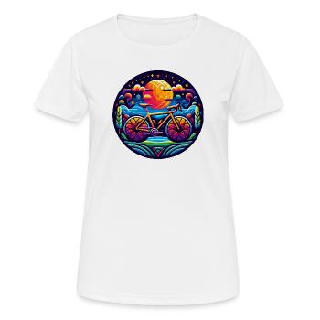 L’abstraction cycliste pour les cyclistes - T-shirt respirant Femme - blanc - Devant - AI Model Female 172 dark (172cm)