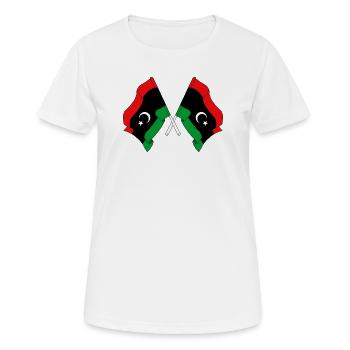 Zwei Flaggen Libyen - Frauen T-Shirt atmungsaktiv - Weiß - Vorne - AI Model Female 172 dark (172cm)