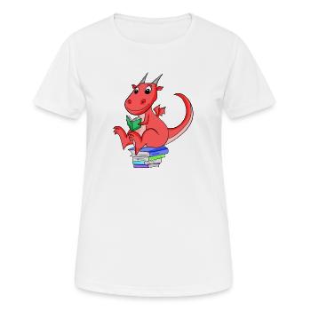 Bücher Drache Drachen - Frauen T-Shirt atmungsaktiv - Weiß - Vorne - AI Model Female 172 dark (172cm)
