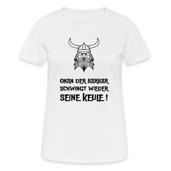 Onan der Barbar - Frauen T-Shirt atmungsaktiv - Weiß - Vorne - AI Model Female 172 dark (172cm)