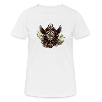 Die Eleganz der Steampunk-Blumenmagie - Frauen T-Shirt atmungsaktiv - Weiß - Vorne - AI Model Female 172 dark (172cm)