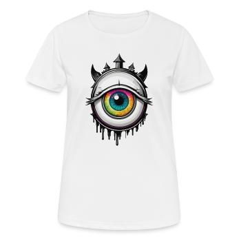 Oeil avec cornes - T-shirt respirant Femme - blanc - Devant - AI Model Female 172 dark (172cm)