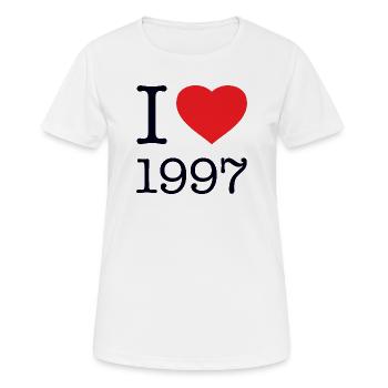 I LOVE 1997 Geburstag 90er Jahre - Frauen T-Shirt atmungsaktiv - Weiß - Vorne - AI Model Female 172 dark (172cm)