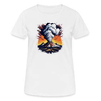 Éruption volcanique, éruption avec nuage de cendres et lave - T-shirt respirant Femme - blanc - Devant - AI Model Female 172 dark (172cm)