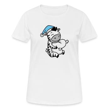 Zebra with pillow and sleepy cap - Women's Breathable T-Shirt - white - Front - AI Model Female 172 dark (172cm)