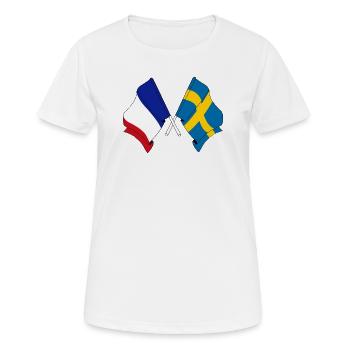 Flagge von Frankreich und Flagge Schweden - Frauen T-Shirt atmungsaktiv - Weiß - Vorne - AI Model Female 172 dark (172cm)