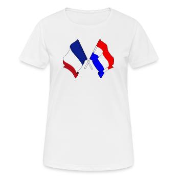 Flagge Frankreichs und Flagge der Niederlande - Frauen T-Shirt atmungsaktiv - Weiß - Vorne - AI Model Female 172 dark (172cm)