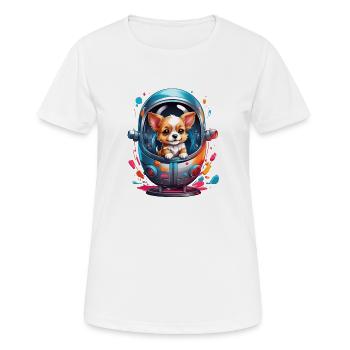 Chiot de l’espace en combinaison spatiale - T-shirt respirant Femme - blanc - Devant - AI Model Female 172 dark (172cm)