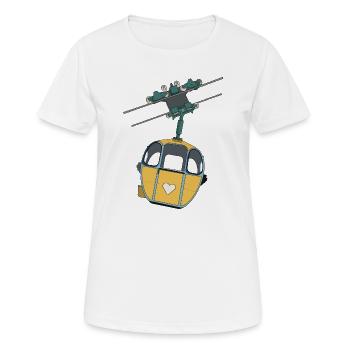 Seilbahn Gondel - Gelb Herz - Frauen T-Shirt atmungsaktiv - Weiß - Vorne - AI Model Female 172 dark (172cm)