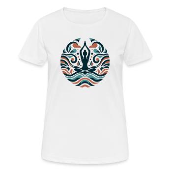 Yoga - Frauen T-Shirt atmungsaktiv - Weiß - Vorne - AI Model Female 172 dark (172cm)