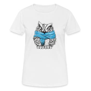 Eule mit Schal - Frauen T-Shirt atmungsaktiv - Weiß - Vorne - AI Model Female 172 dark (172cm)