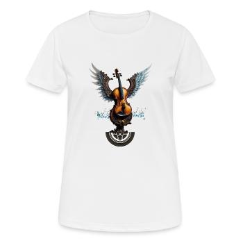 Wonderful elegant violin with wings. - Women's Breathable T-Shirt - white - Front - AI Model Female 172 dark (172cm)
