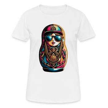 Matriochka cool lunettes de soleil cappy collier cadeau - T-shirt respirant Femme - blanc - Devant - AI Model Female 172 dark (172cm)