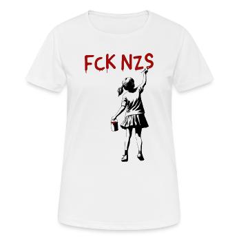 FCK NZS Mädchen gegen Rassismus Streetart Stil - Frauen T-Shirt atmungsaktiv - Weiß - Vorne - AI Model Female 172 dark (172cm)