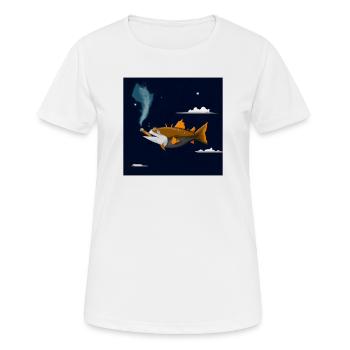 Fischen Sie mit einer Zigarre in der Luft. - Frauen T-Shirt atmungsaktiv - Weiß - Vorne - AI Model Female 172 dark (172cm)