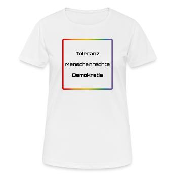 Regenbogen Toleranz Menschenrechte Demokratie - Frauen T-Shirt atmungsaktiv - Weiß - Vorne - AI Model Female 172 dark (172cm)
