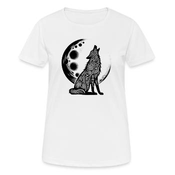 Le loup hurle à la lune - T-shirt respirant Femme - blanc - Devant - AI Model Female 172 dark (172cm)