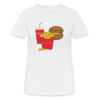 Logo de la friterie 'fast food' - T-shirt respirant Femme - blanc - Devant - AI Model Female 172 dark (172cm)